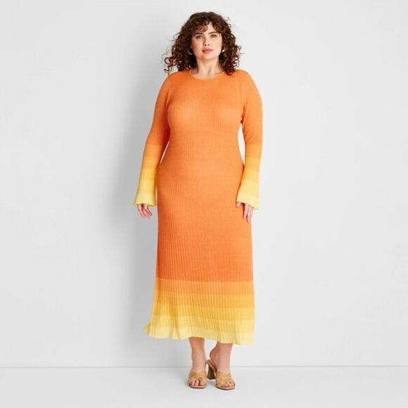 Future Collective x Jenee Naylor Orange Ombre Open Back Maxi Dress - Picture 1 of 8